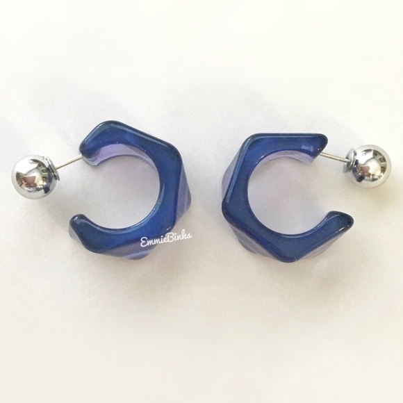 ✨3for$38 New Zara Translucent Chunky Hoop Ball Back Earrings - Picture 3 of 16